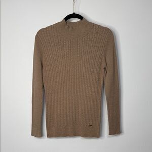 Calvin Klein Cotton Blend Cable Knit Mock Neck Sweater Size Medium